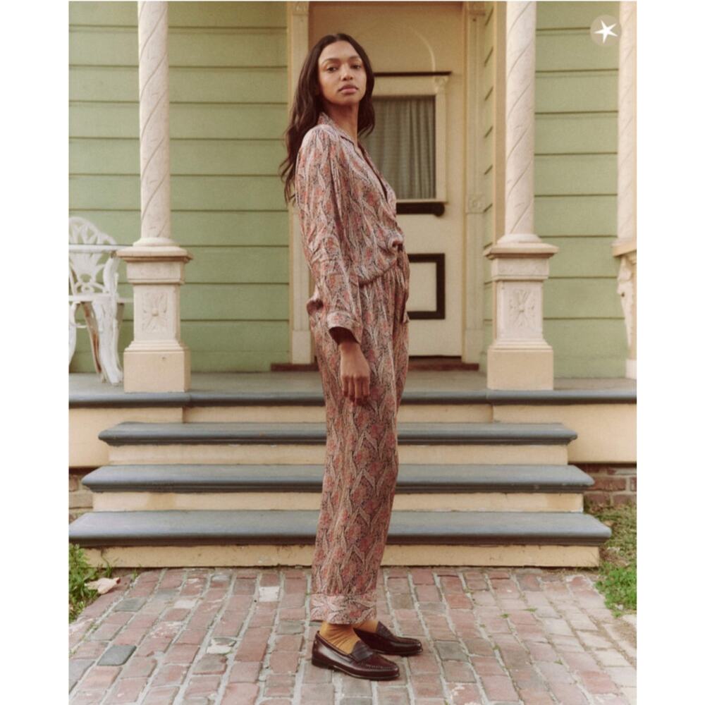 The Great Revel Pant Ornate Paisley Wide Leg Viscose Pajama High Waist Trousers